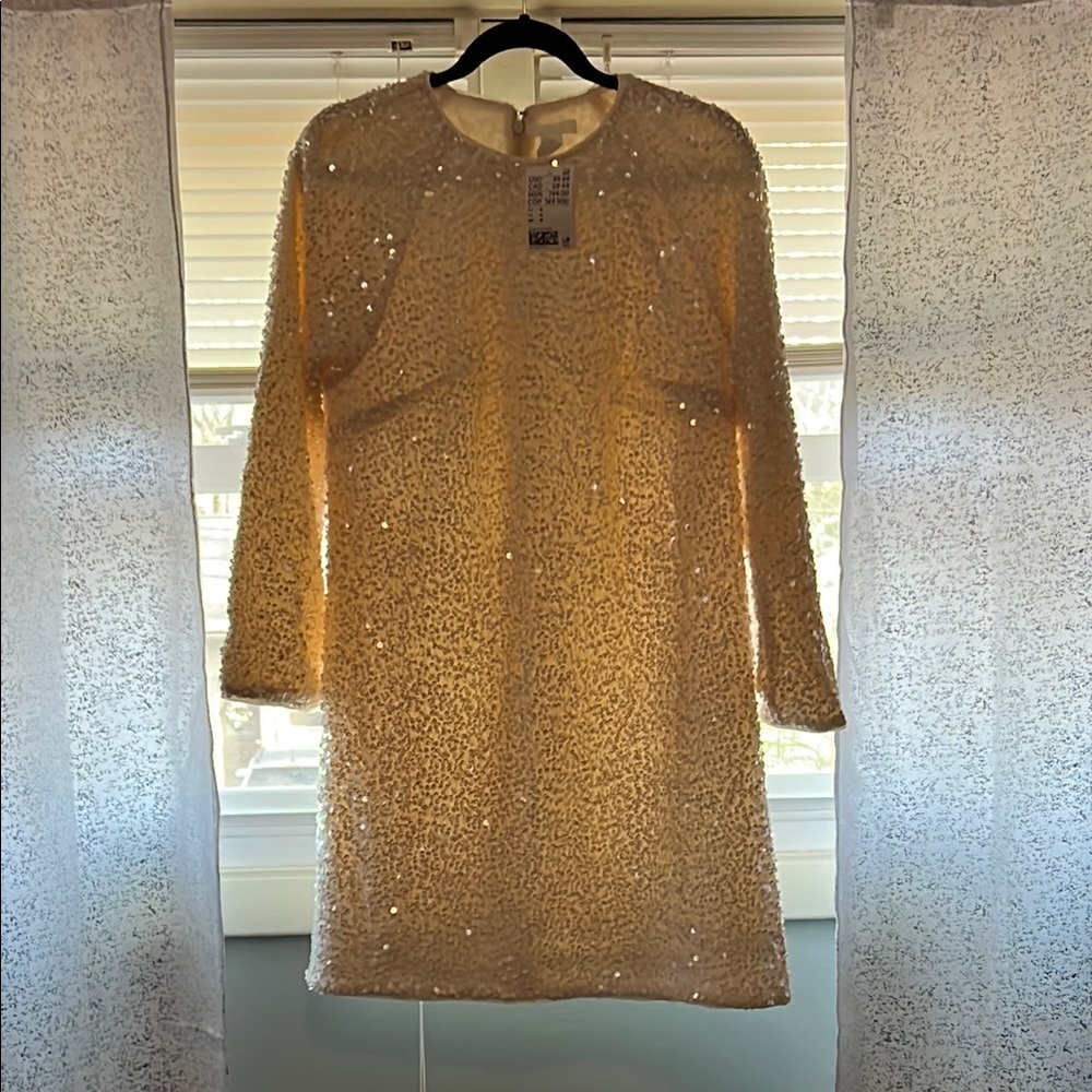 Elegant White Sequin Dress